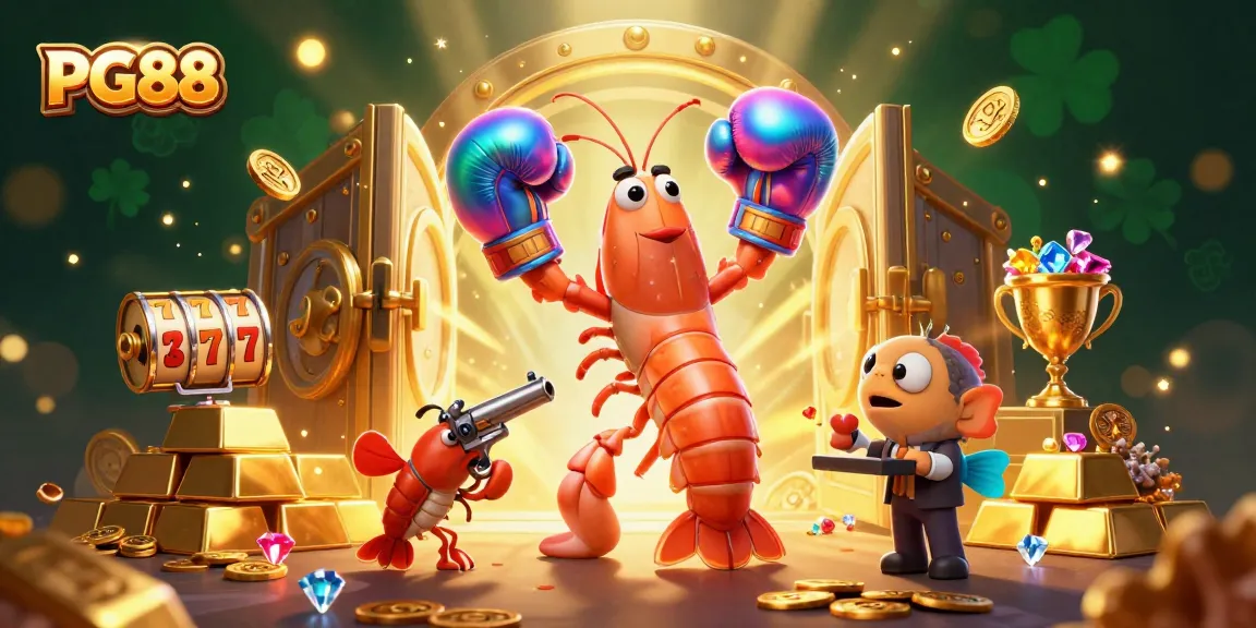 Engage in exciting gameplay with PG88 and unlock rewards amidst gems, gold, and slot reels.