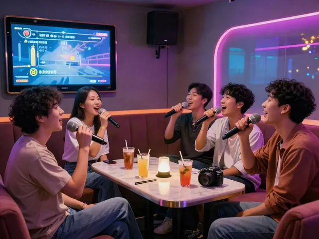 강남 달토에서 즐거운 시간을 보내는 친구들, 현대적인 노래방 분위기