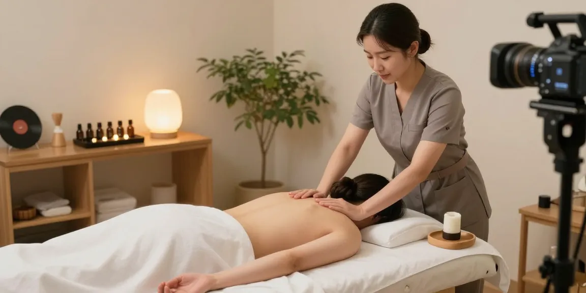 하남출장마사지 중인 한국인 관리사와 고객의 편안한 마사지 장면