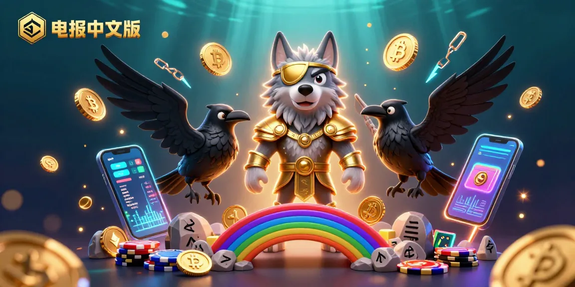 与电报中文版的生动世界互动,奥丁和乌鸦站在赌场筹码的桥上。