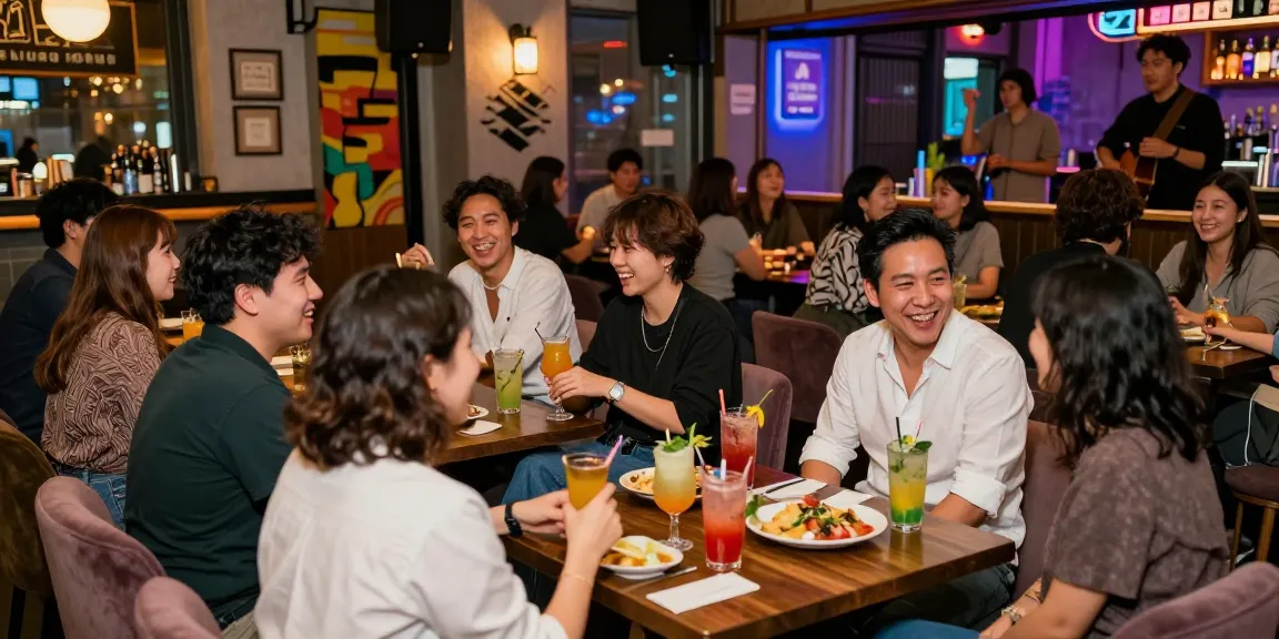 하루이야기의 강남 바에서 친구들과 함께 즐거운 시간을 보내는 모습