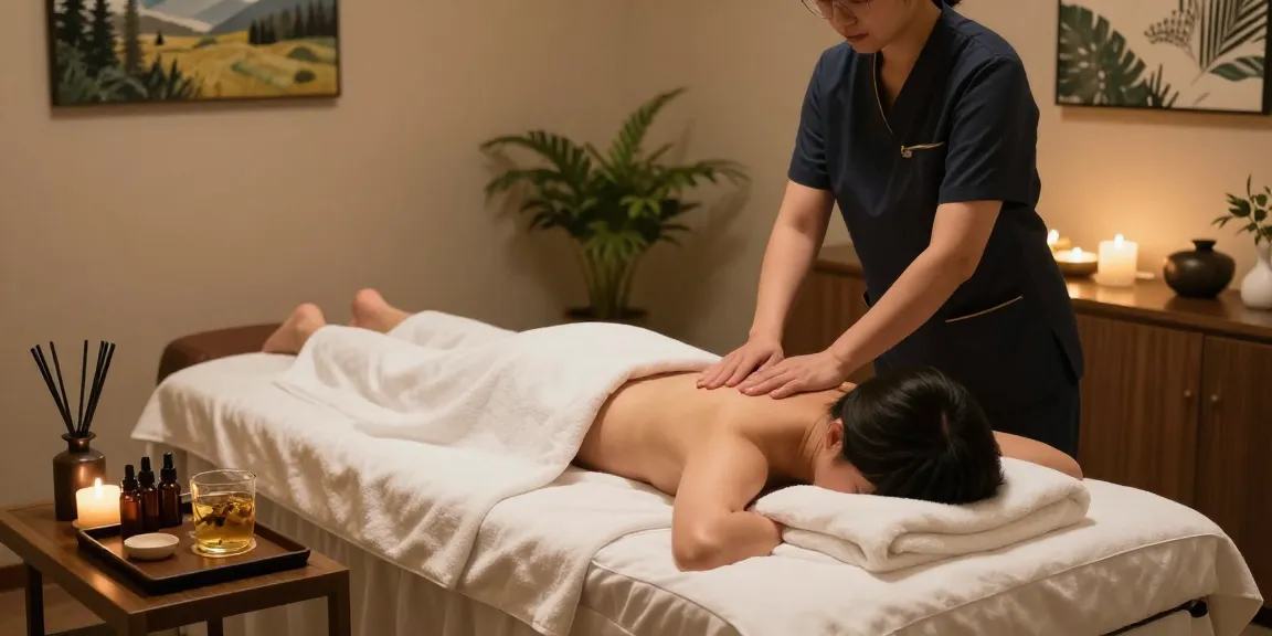 대구마사지 치료를 받는 고객과 편안한 스파 치료실 내부