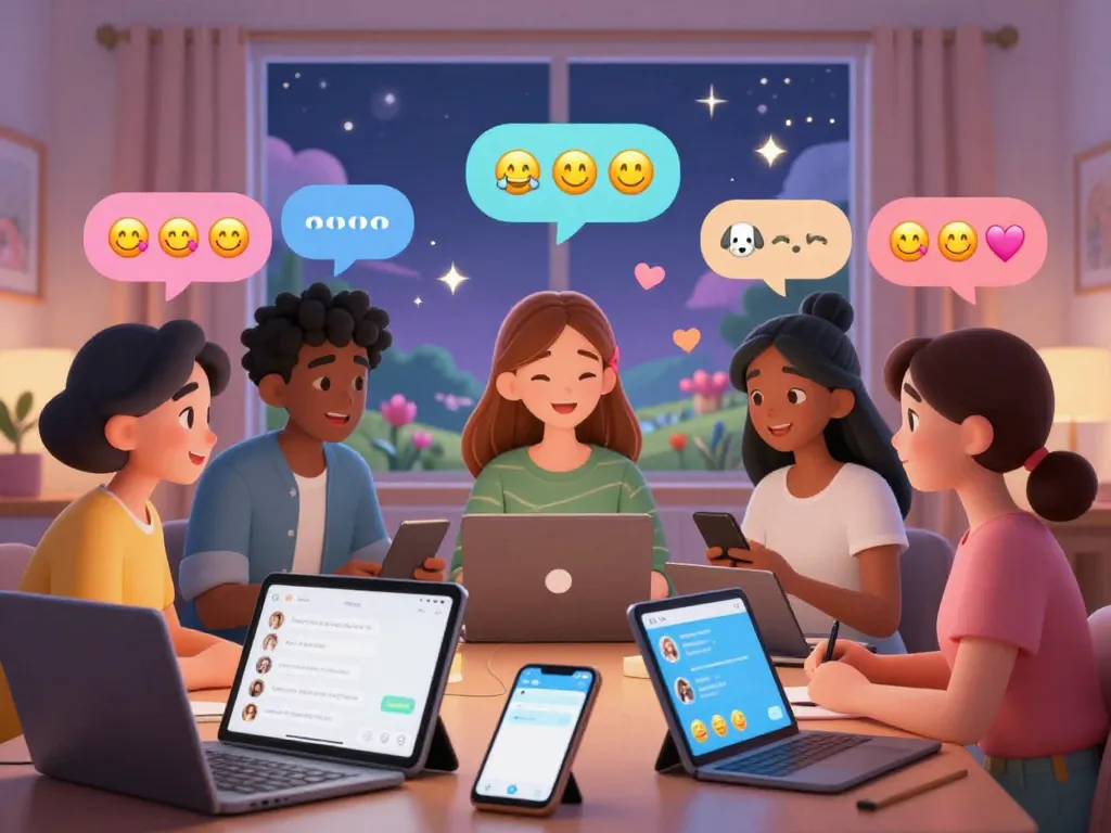 Engaging chat avatars representing an nsfw chat bot in a playful virtual environment.