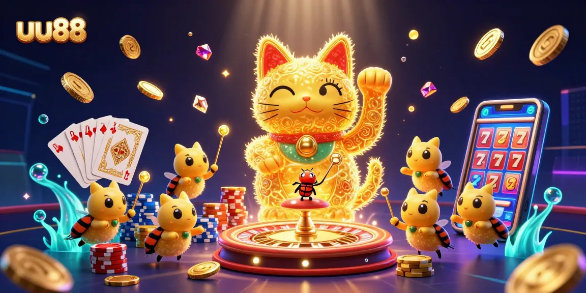 Experience exhilarating gameplay at uu88 with a vibrant lucky cat symbolizing fortune.