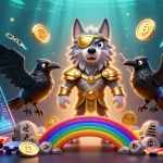 与电报中文版的生动世界互动，奥丁和乌鸦站在赌场筹码的桥上。