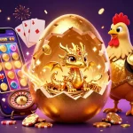 Experience hitclub excitement with a golden dragon, poker chips, and vibrant slot games in a magical casino world.