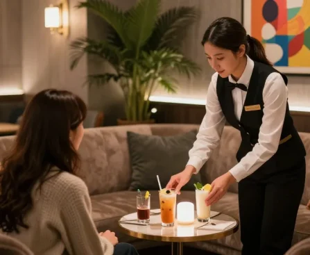 강남 블렌딩의 고급스러운 인테리어와 매력적인 서비스 장면