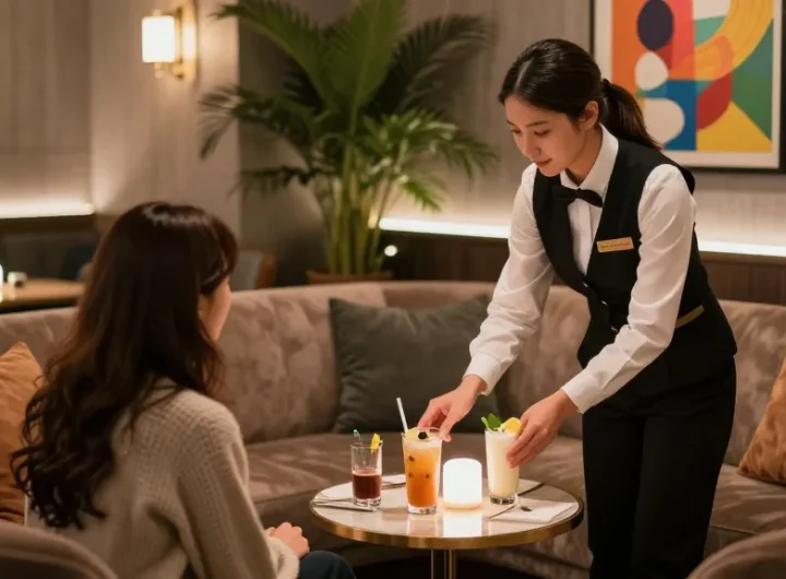 강남 블렌딩의 고급스러운 인테리어와 매력적인 서비스 장면