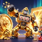 Experience excitement and wins at c168 com with a golden gorilla mech amidst treasure and slots.